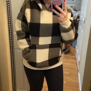 American Eagle plaid Sherpa hoodie